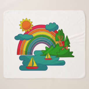 Bootslandschaft unter Sonnenwolken und Regenbogen Sherpadecke