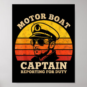 Bootsmann Motorboot Kapitän Ponton See Booteigner Poster