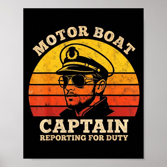 Bootsmann Motorboot Kapitän Ponton See Booteigner Poster (Vorne)