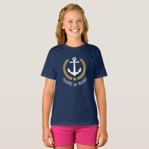 Bootsname Anchor Gold Laurel Verlasse Marinemädch T-Shirt