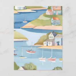 Bootsübersicht | Moderne Aquarellmalerei Postkarte