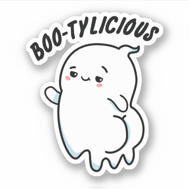 Bootylicious Funny Ghost Pun Aufkleber (Vorderseite)
