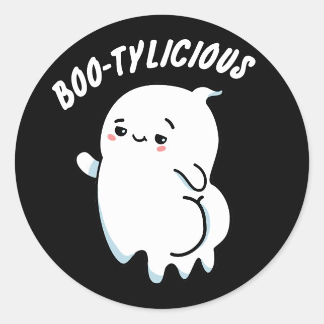 Bootylicious Funny Ghost Pun Runder Aufkleber (Vorderseite)