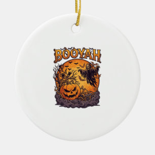 Booyah Halloween-Kürbis Sensenmann Orange Mond_1 Keramik Ornament