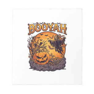 Booyah Halloween-Kürbis Sensenmann Orange Mond_1 Notizblock