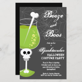 Booze and Boos Skull Budget Halloween Einladungen