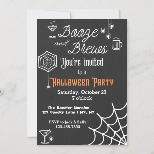 Booze and Brews Halloween-Party Einladung (Vorderseite)