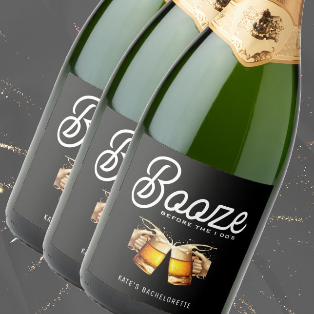 Booze, bevor ich Bachelor-Junggeselinnen-Abschied  (Booze Before I Do's Bachelor Bachelorette Party Sparkling Wine Label
)