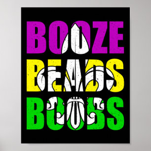 Booze Breast Beads Mardi Gras Frauen Erwachsene Poster