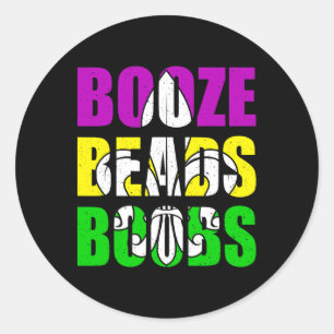 Booze Breast Beads Mardi Gras Frauen Erwachsene Runder Aufkleber