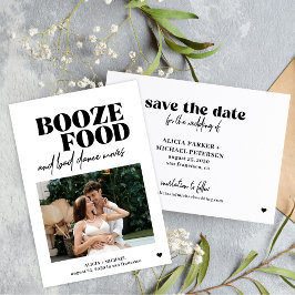 Booze food bad dance bewegt lässige Hochzeit Save The Date