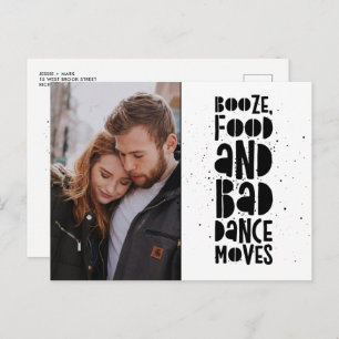 Booze, Food, Bad Dance Moves Photo Save the Dates Ankündigungspostkarte