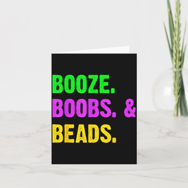 Booze S Beads Funny Mardi Gras New Orleans Festiva Karte (Vorderseite)