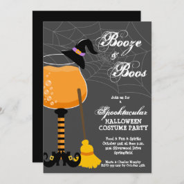 Booze und Boos Halloween Weinglas Einladung