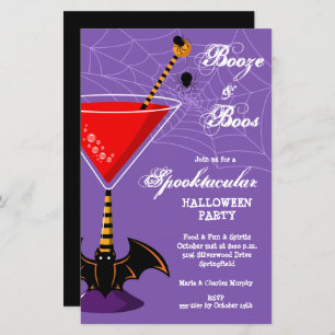 Booze und Boos Martini Haushalt Halloween Einladun