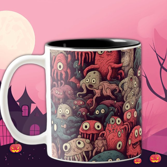 Boozithaft Niedliches Augapfel Halloween Zweifarbige Tasse (Von Creator hochgeladen)