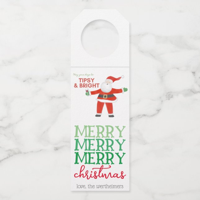Boozy Santa Bottle Tags Flaschenanhänger (Vorderseite)
