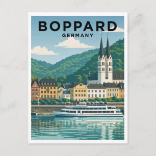 Boppard Deutschland Vintage Reise Kunst Postkarte