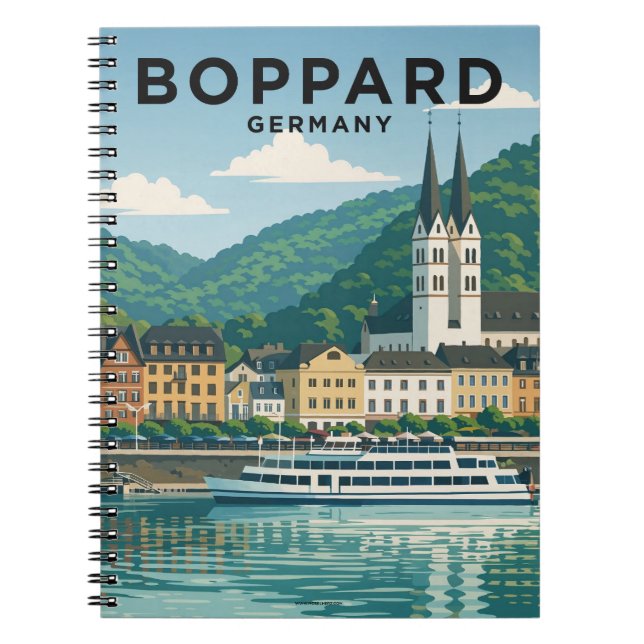 Boppard Germany Vintage Travel Art Notizblock (Vorderseite)