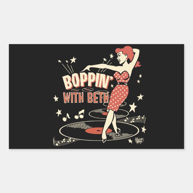 Boppin' mit Beth-Aufkleber Rechteckiger Aufkleber (Vorderseite)