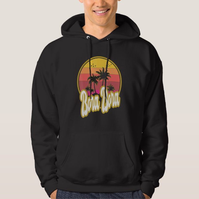 Bora Bora Beach Retro Sunset Hoodie (Vorderseite)