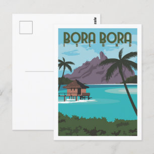 Bora Bora Berühmter Reiseort Illustration Postkarte