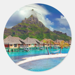 Bora Bora Caribbean Island Runder Aufkleber