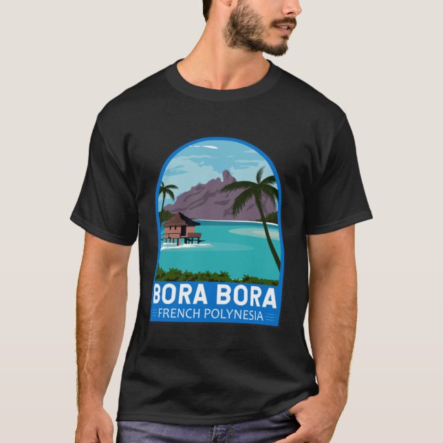 Bora Bora Französisch Polynesien Reisen Retro Embl T-Shirt (Vorderseite)