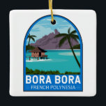 Bora Bora Französisch Polynesien Reisen Vintage Ku Keramikornament<br><div class="desc">Bora Bora Vektorgrafik Design. Umgeben von sandigen Inseln und einer türkisblauen Lagune,  die von einem Korallenriff geschützt ist,  ist es für seine Tauchgänge bekannt.</div>