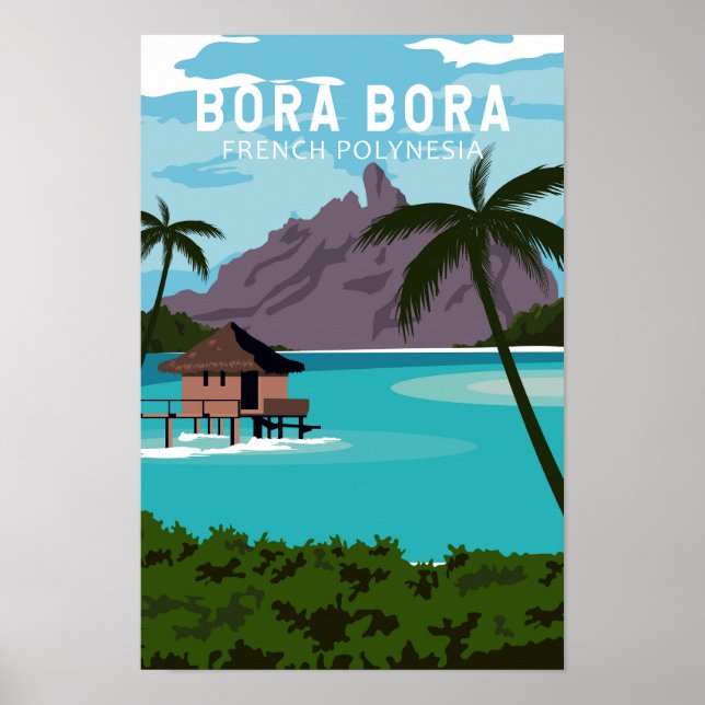 Bora Bora Französisch Polynesien Reisen Vintage Ku Poster (Vorne)