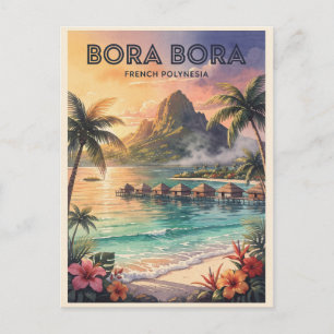 Bora Bora Französisch-Polynesien Vintage Postkarte