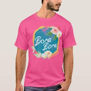 Bora Bora Französisch Polynesisch Vintage Flora T-Shirt