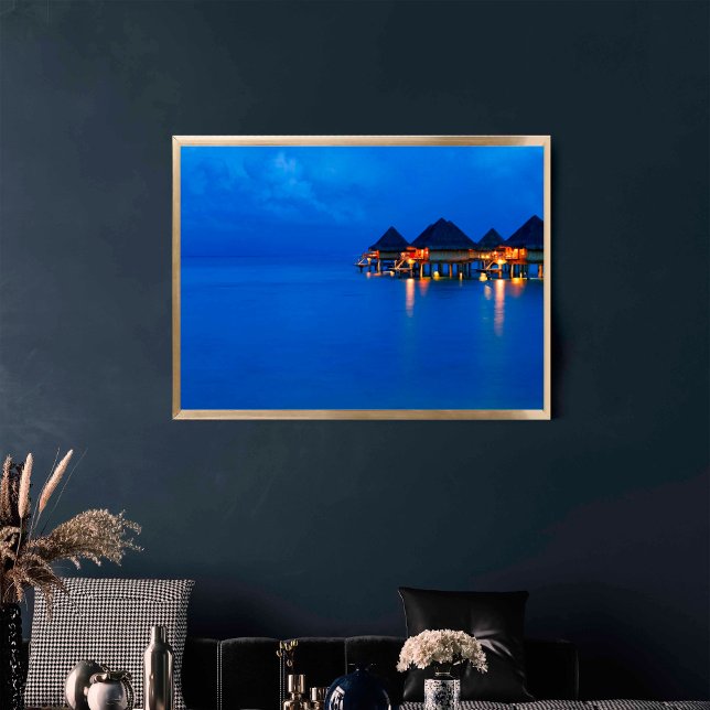 Bora Bora French Polynesia Sunset Blue Hour Poster (Von Creator hochgeladen)