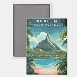 Bora Bora French Polynesia Vintag Tropical Magnet