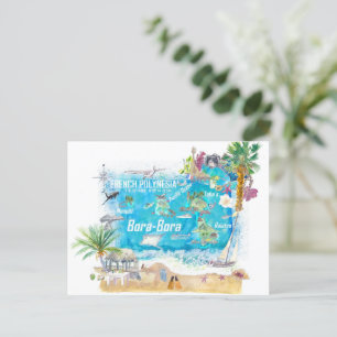 Bora Bora Inseln Französisch-Polynesien Reisekarte Postkarte
