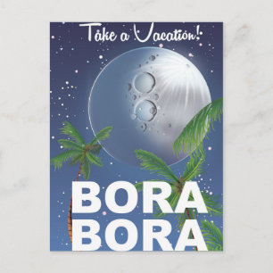 Bora Bora Mond Reiseplakat Postkarte