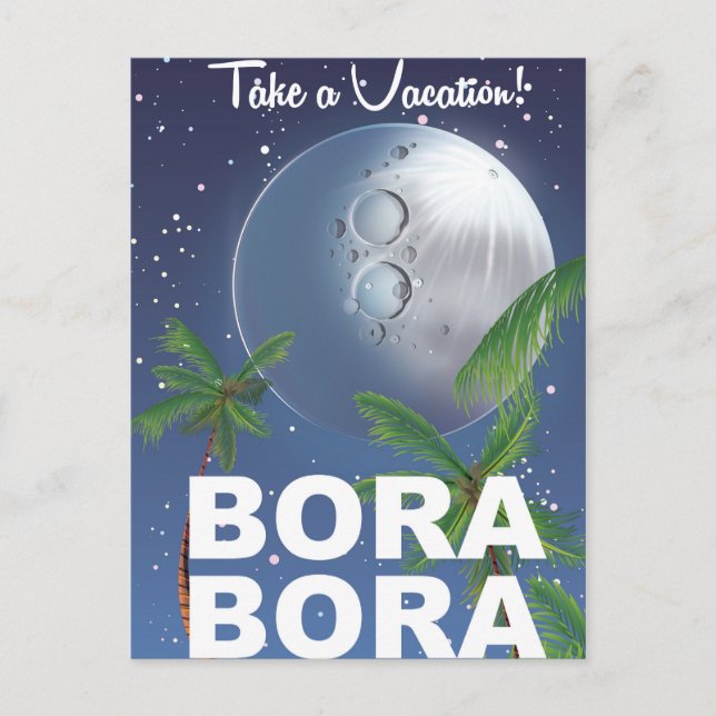 Bora Bora Moon Travel Poster Postkarte (Vorderseite)