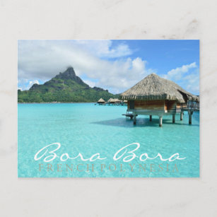Bora Bora overwater resort Doppeltext Postcard Postkarte
