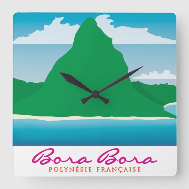 Bora Bora Quadratische Wanduhr (Vorderseite)