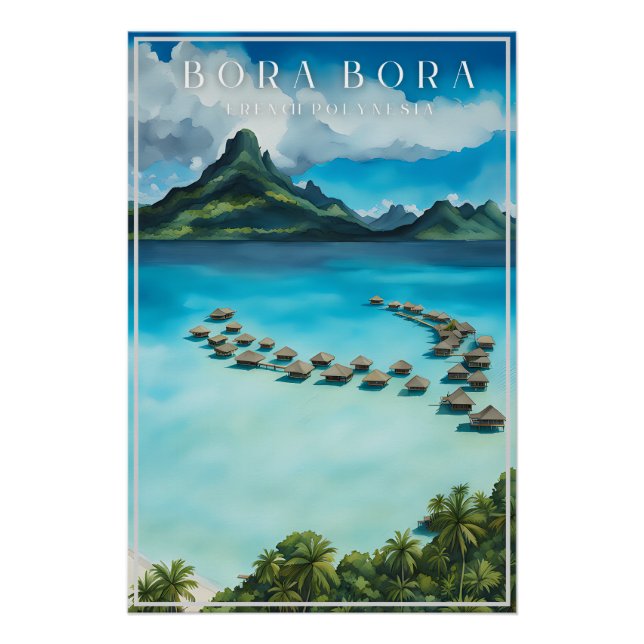 Bora bora retro Reiseplakat, Französisch Polynesie Poster (Vorderseite)
