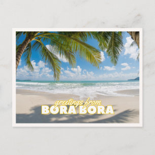 Bora Bora Retro Tropischer Strand Vintage Grüße Postkarte