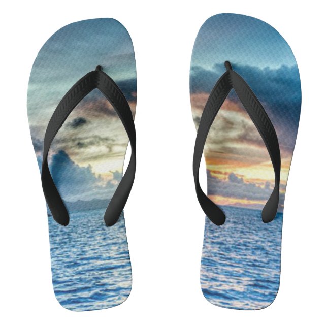 Bora Bora schöner Sonnenuntergang Flip Flops (Fußbett)