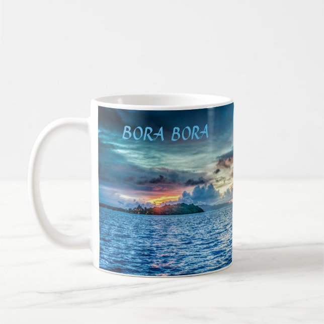 Bora Bora Sonnenuntergang über dem Ozean Tasse (Links)