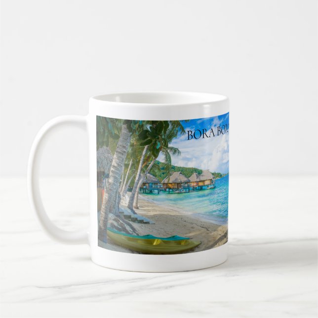 Bora Bora Strandbungalows Ozean Kaffeetasse (Links)