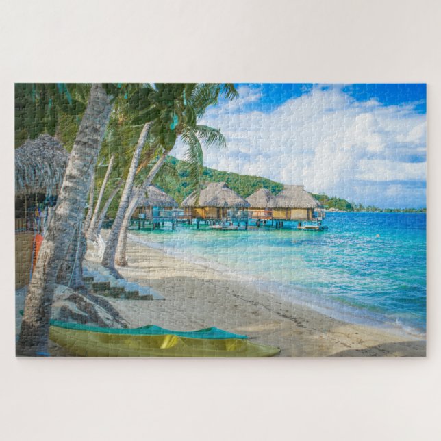 Bora Bora Tahiti Beach Bungalows Ozean Puzzle (Horizontal)