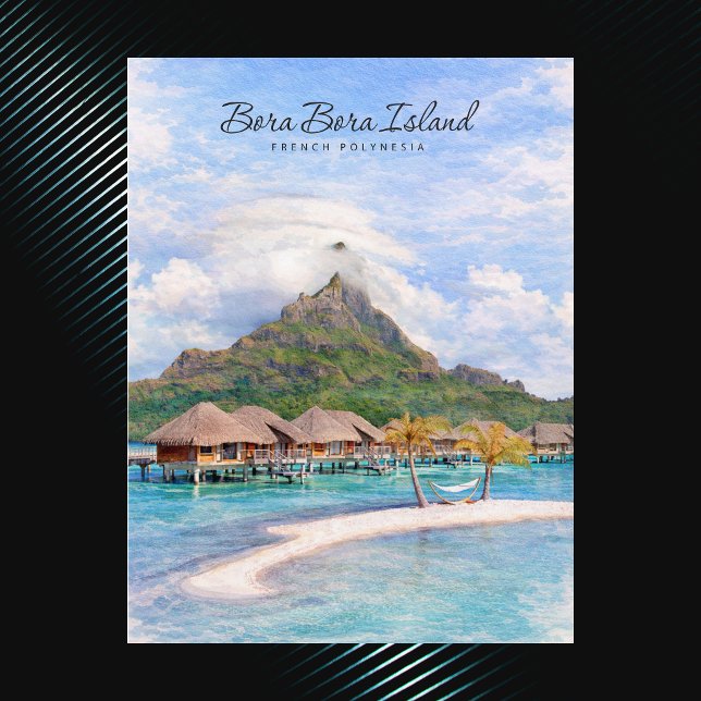 Bora Bora Tahiti Insel Aquarell Tropische Eescap Postkarte (Bora Bora Tahiti Island Watercolor Tropical Eescap Postcard)