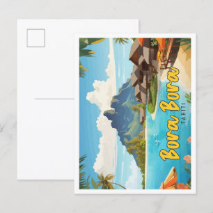 Bora Bora Tahiti Pop-Art-Reiseillustration Postkarte