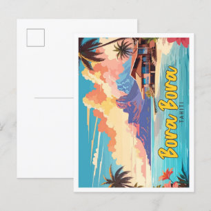 Bora Bora Tahiti Pop-Art-Reiseillustration Postkarte