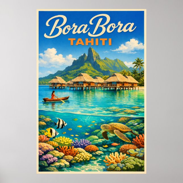 Bora Bora Tahiti - Vintage Travel Poster (Vorne)