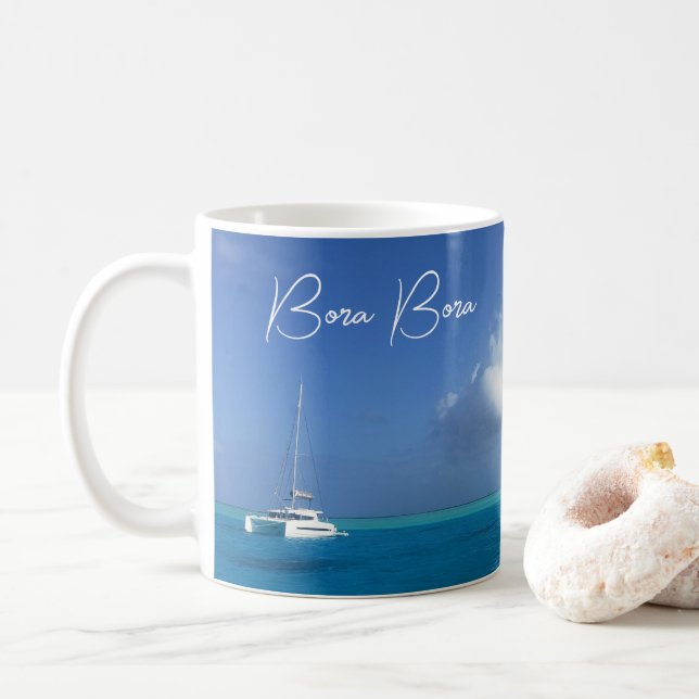 Bora Bora Tropical Island Paradise Yacht Kaffeetasse (Mit Donut)